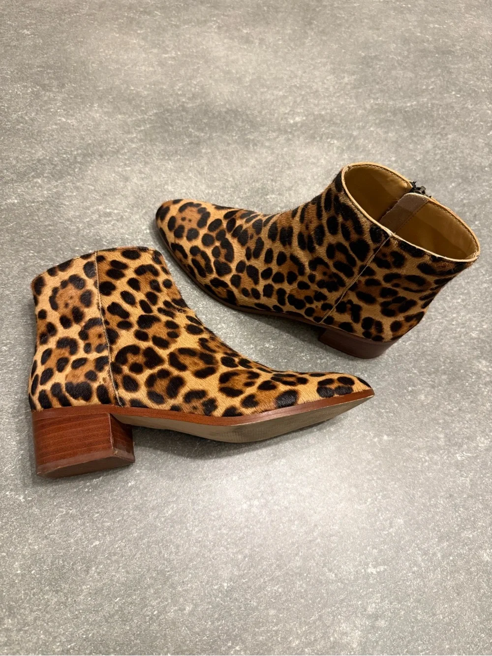 EUC J. Crew Women’s Leopard Calf Hair Boots Size 8